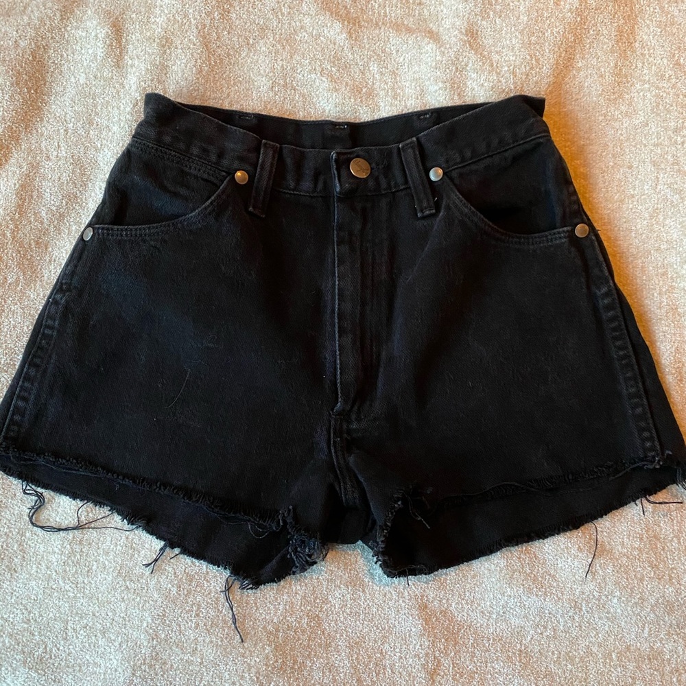 Black High Waisted Wrangler Jean Shorts